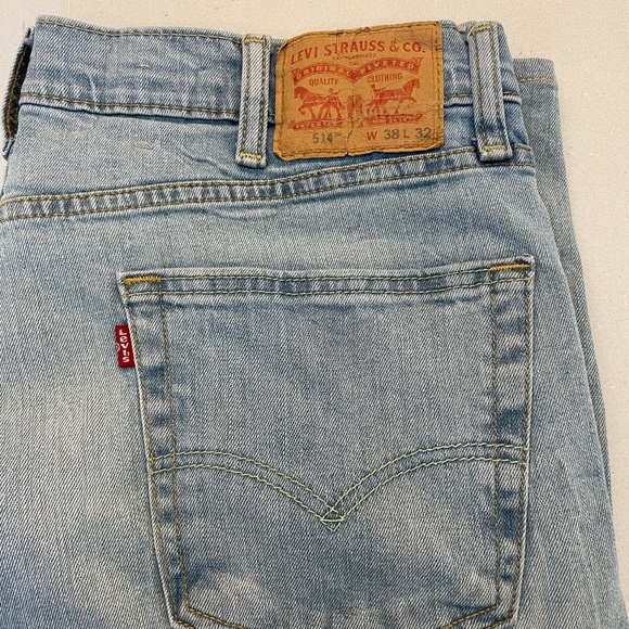 Levi’s 514 Jeans 38/32 Straight Leg Light Wash Denim - Picture 5 of 11